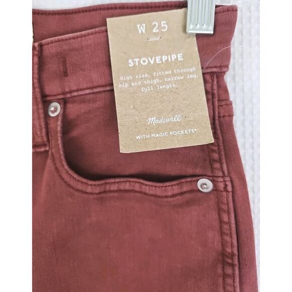 Madewell ~Woman Size 25~ Brown/Red Stovepipe Jeans Full-Length High Rise NWT. - Picture 15 of 16